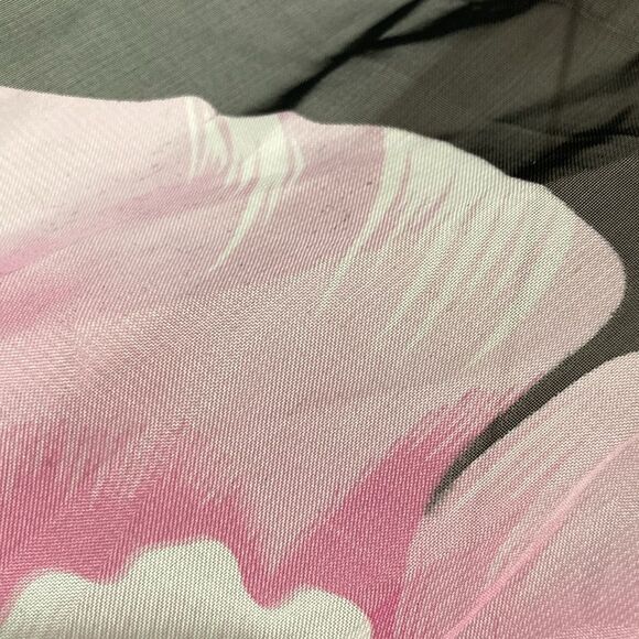 LIANG DIAN Black with Pink Flowers Lightweight Scarf Wrap 60 x 19 inches - Picture 6 of 12